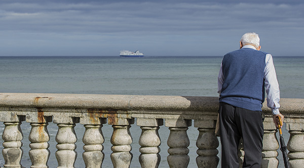 old man looking out at sea