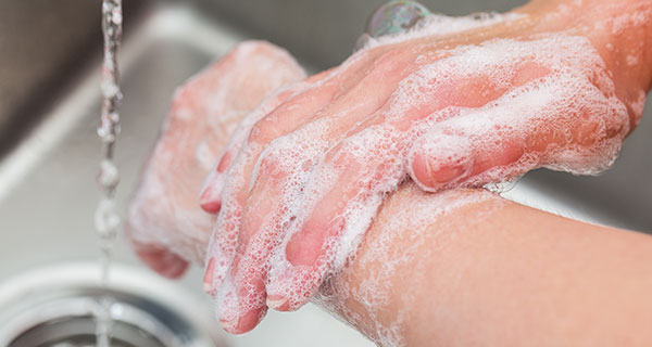 Person washing hands