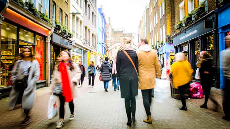 UK shoppers on a London high street
